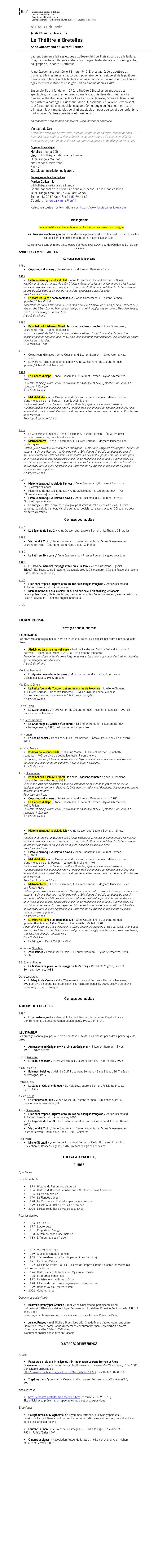 Panorama des publications établi par la BNF en 2009